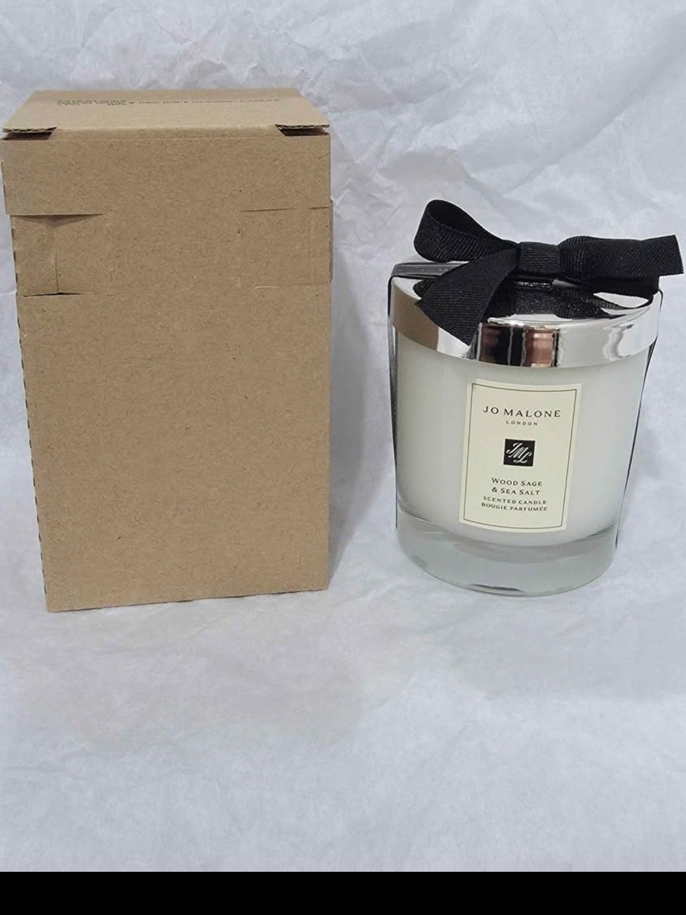 Jo Malone White Candle with Silver Lid & Black Bow